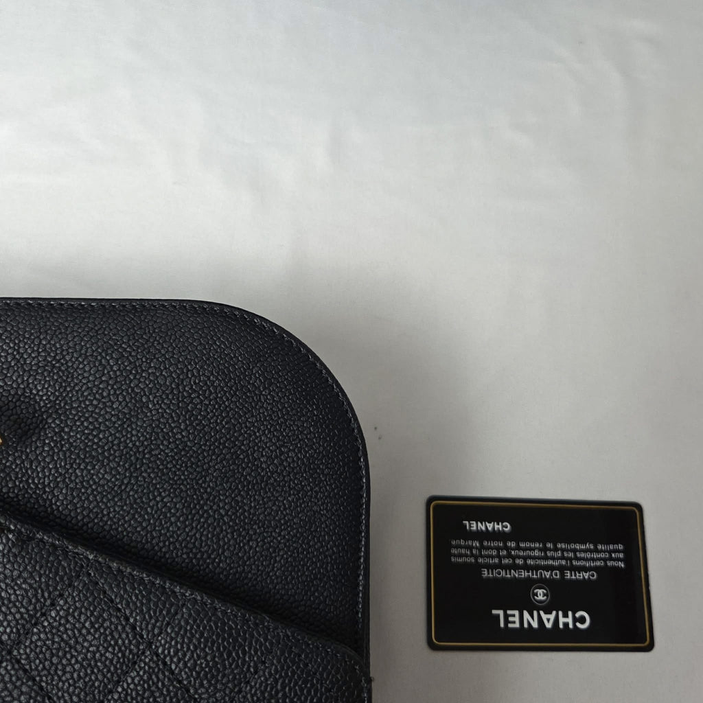 Chanel Chanel Handle & Crossbody Caviar Black Gold