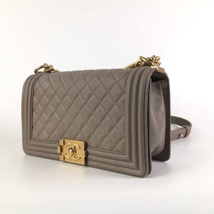 Chanel Boy Medium Caviar (Taupe)
