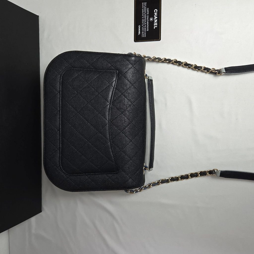 Chanel Chanel Handle & Crossbody Caviar Black Gold