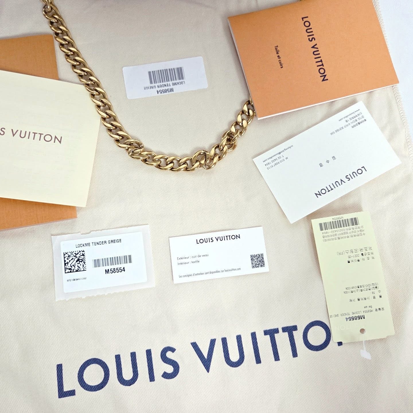 Louis Vuitton Lockme Tender Greige Leather Bag – Gold Hardware