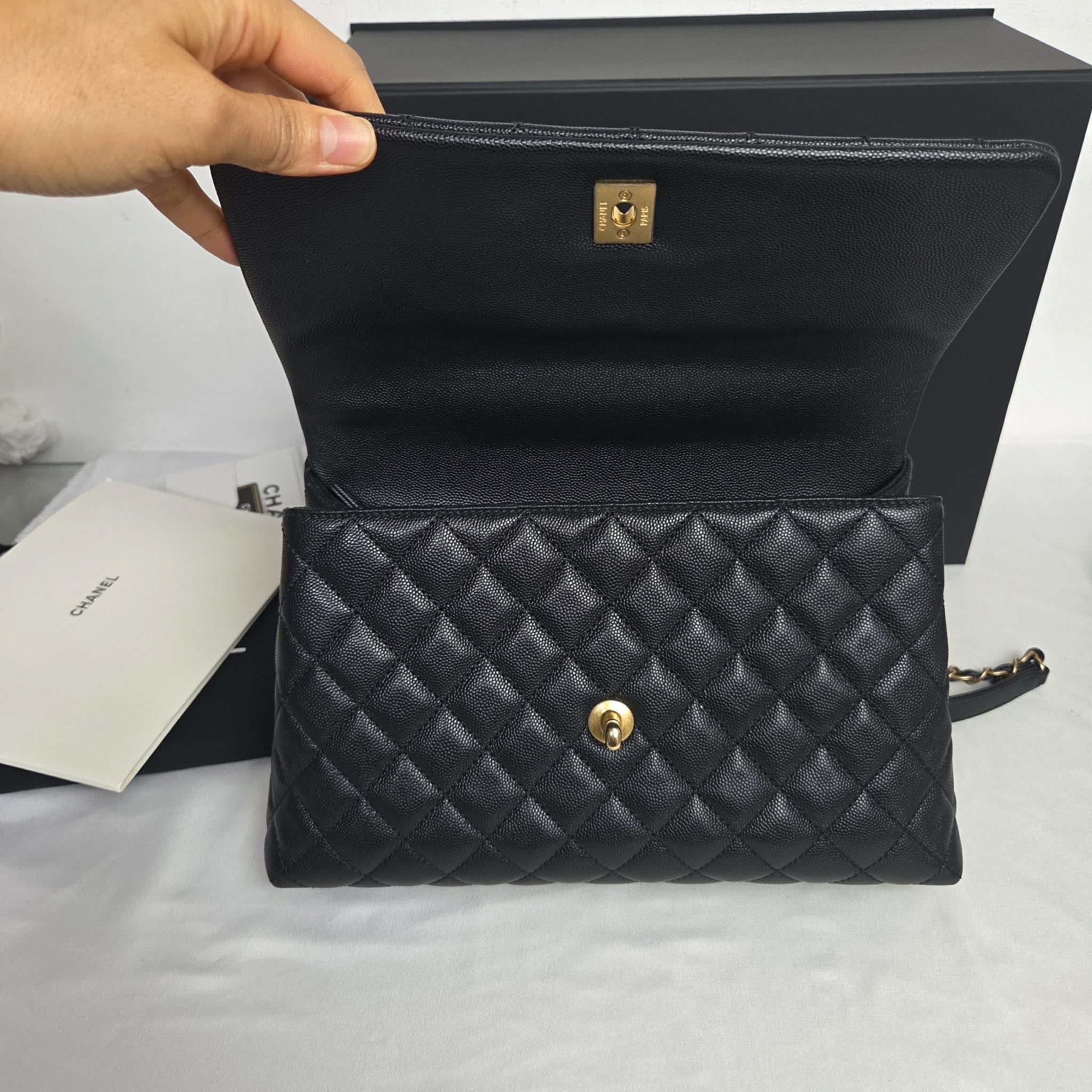 Chanel Coco Handle Medium Black Caviar GHW