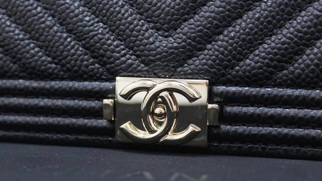 Chanel Boy Bag Chevron WOC – Black Caviar with Champagne Gold Hardware