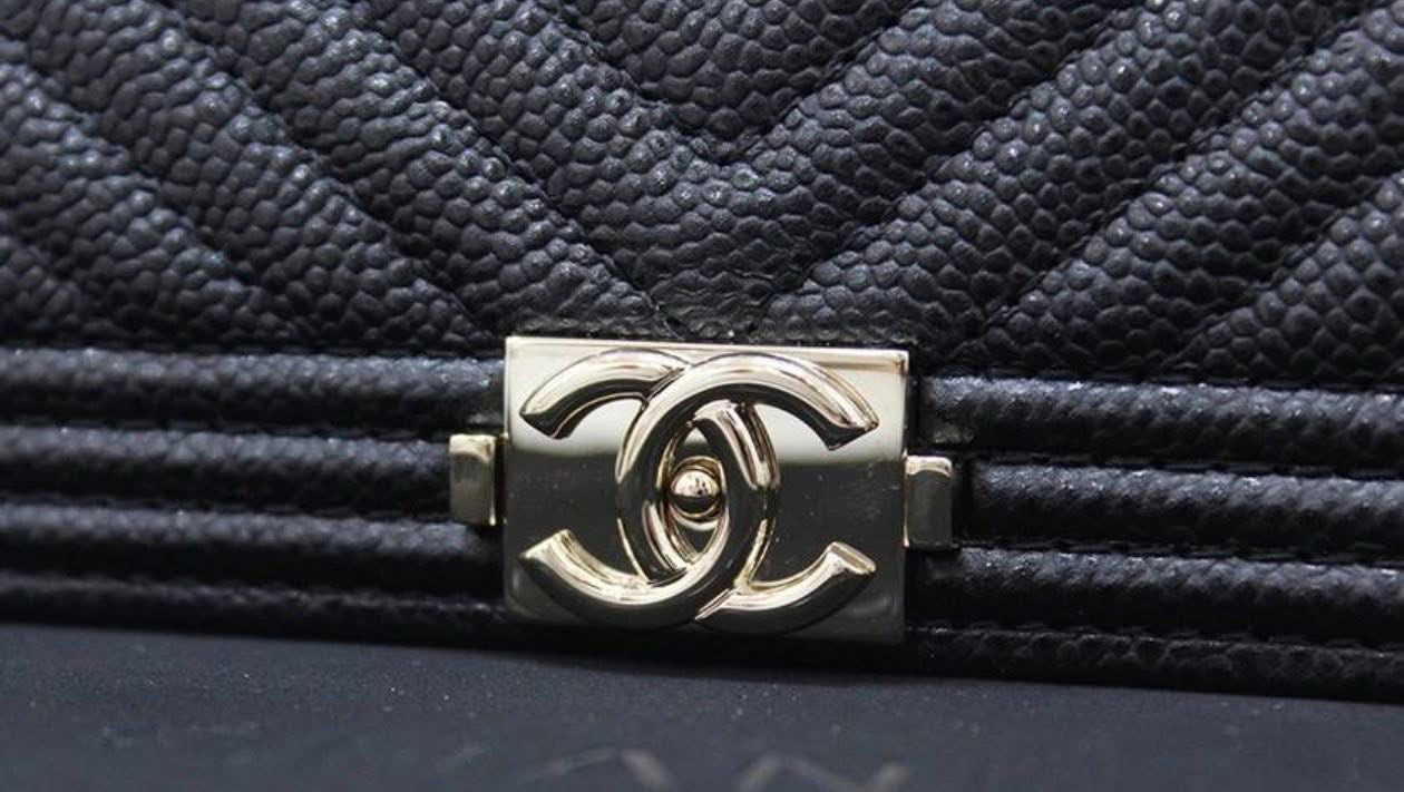 Chanel Boy Bag Chevron WOC – Black Caviar with Champagne Gold Hardware