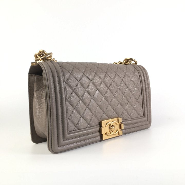 Chanel Boy Medium Caviar (Taupe)