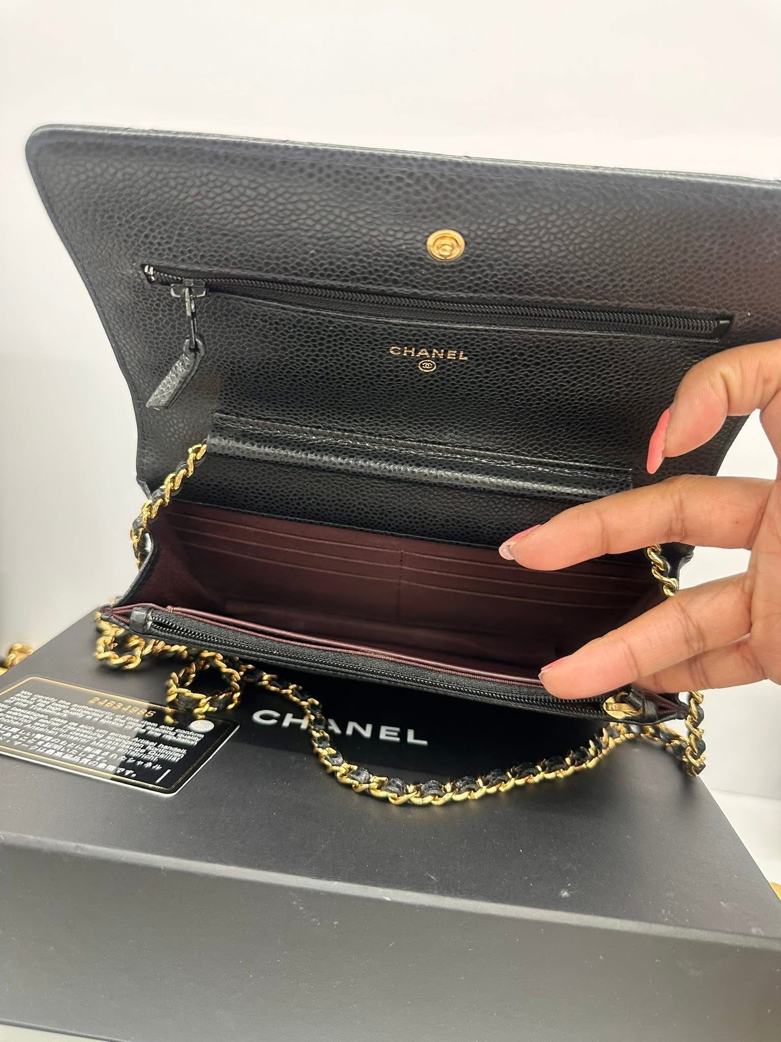 Chanel Classic Wallet on Chain WOC Black Caviar GHW Series 24
