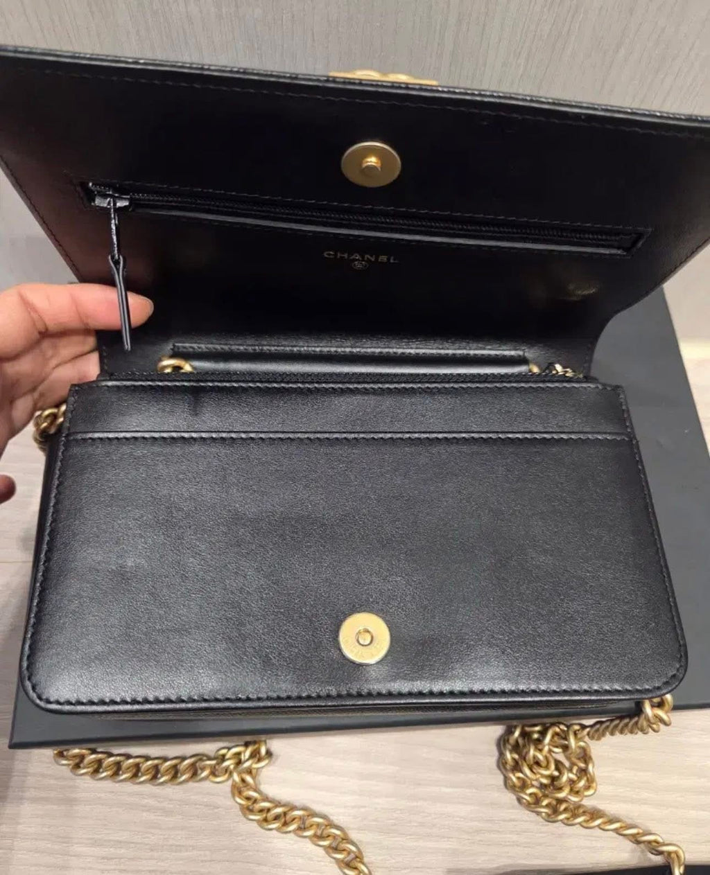 Chanel Le Boy WOC – Black Quilted Caviar Leather with Gold Hardware
