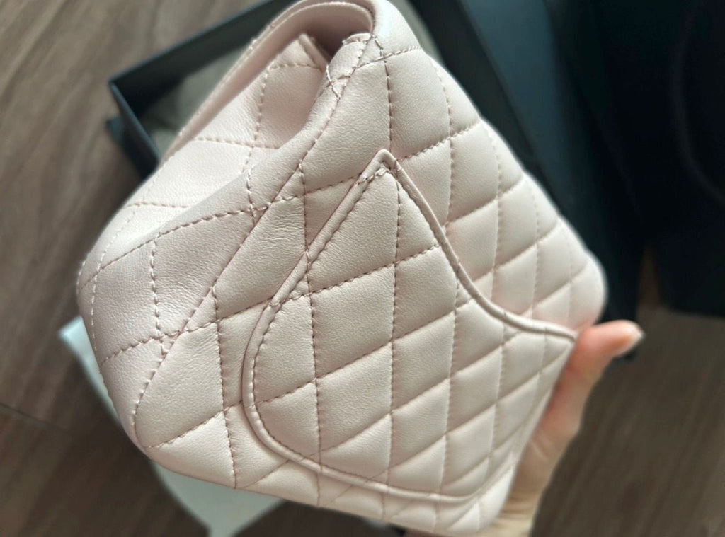 Chanel Petite Sac Baby Pink Gold Ball Strap