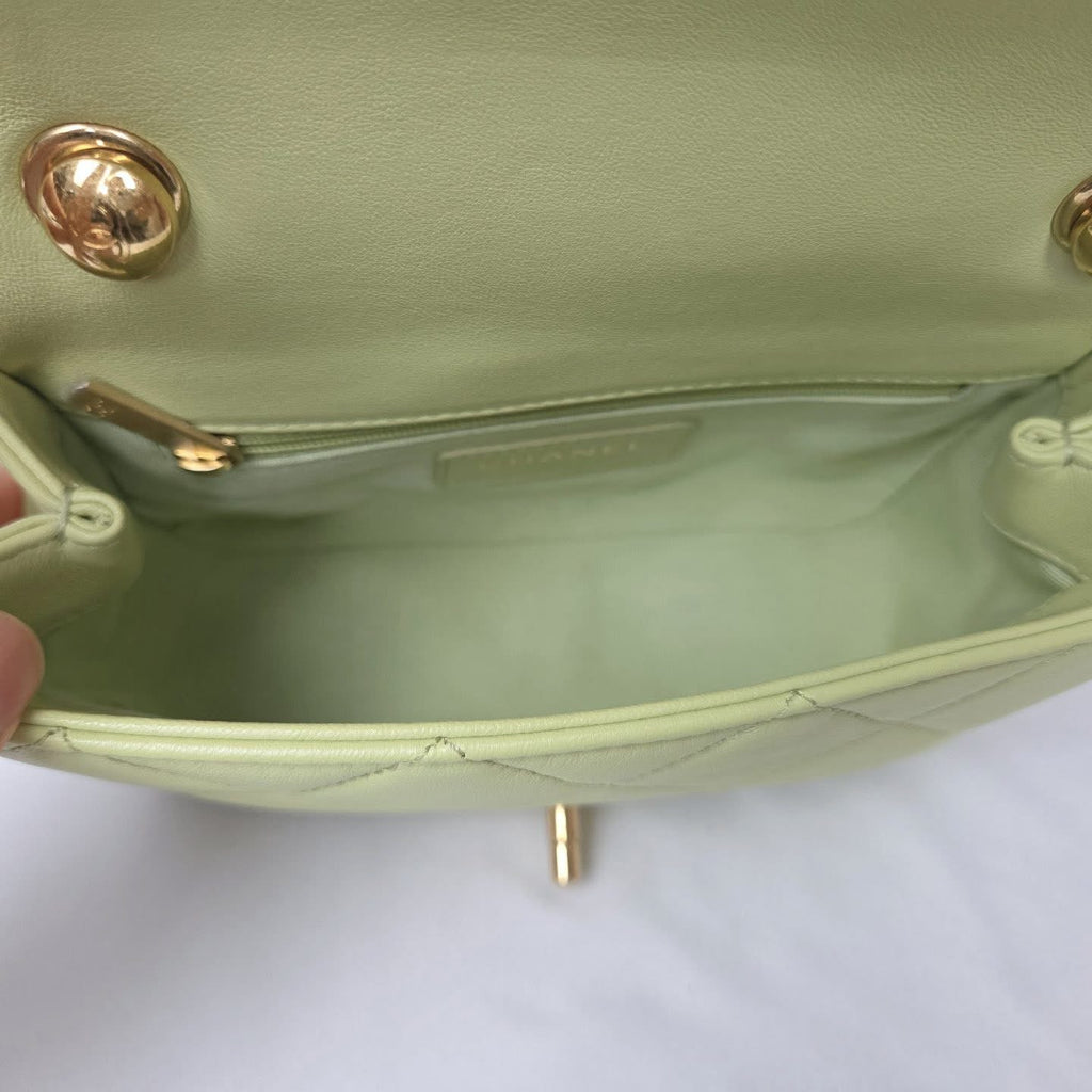 Chanel Top Handle Crossbody Lime Green GHW