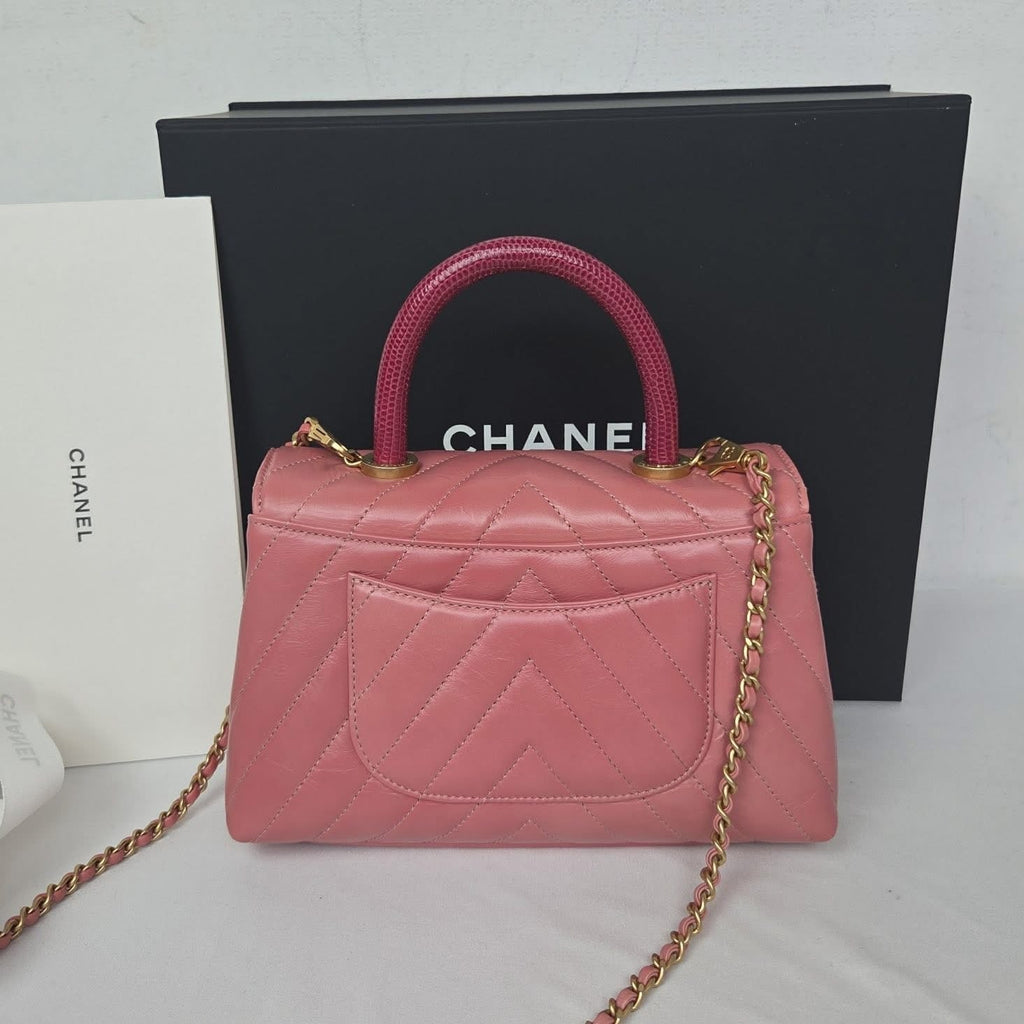 Chanel Coco Handle Small Calfskin Pink Gold
