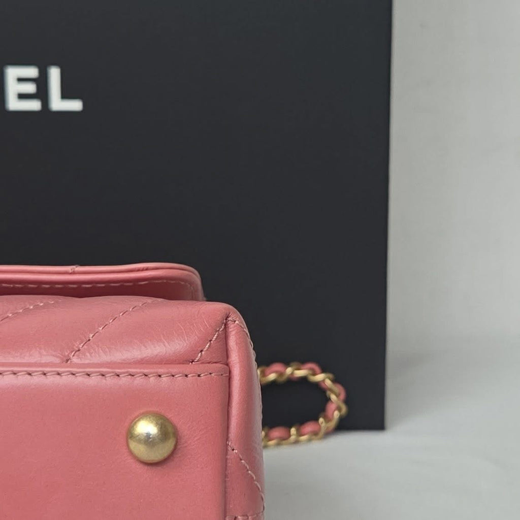 Chanel Coco Handle Small Calfskin Pink Gold
