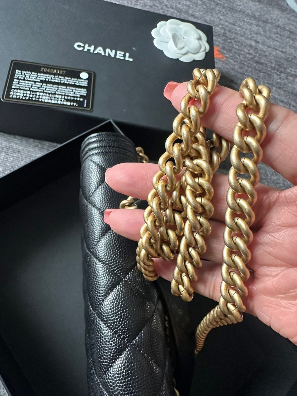 Chanel Boy Wallet on Chain Caviar Gold