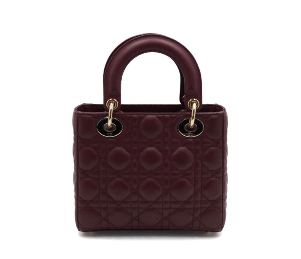 Lady Dior Small Burgundy Cannage Bag – Elegant Statement Piece