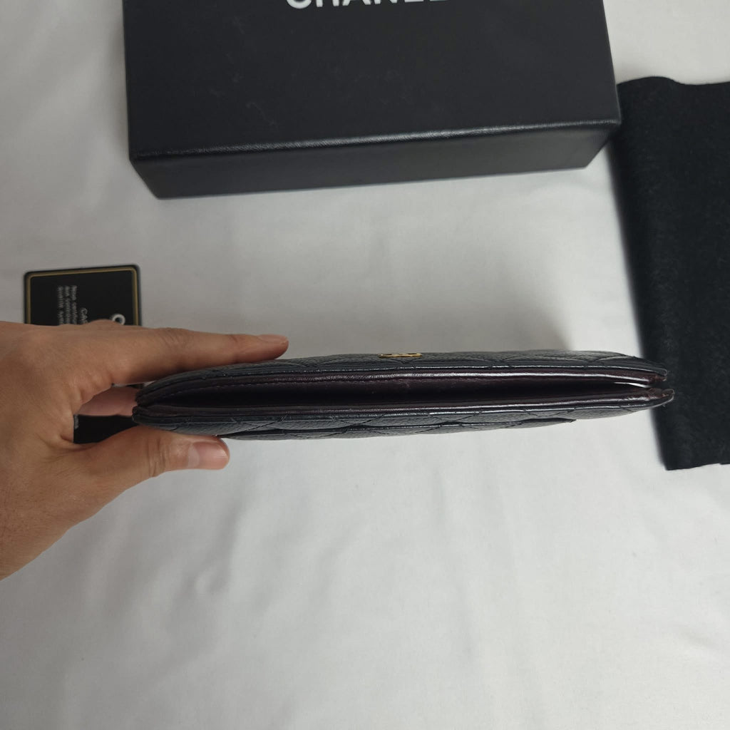 Chanel Classic Long Wallet Black Caviar Leather GHW Series 18