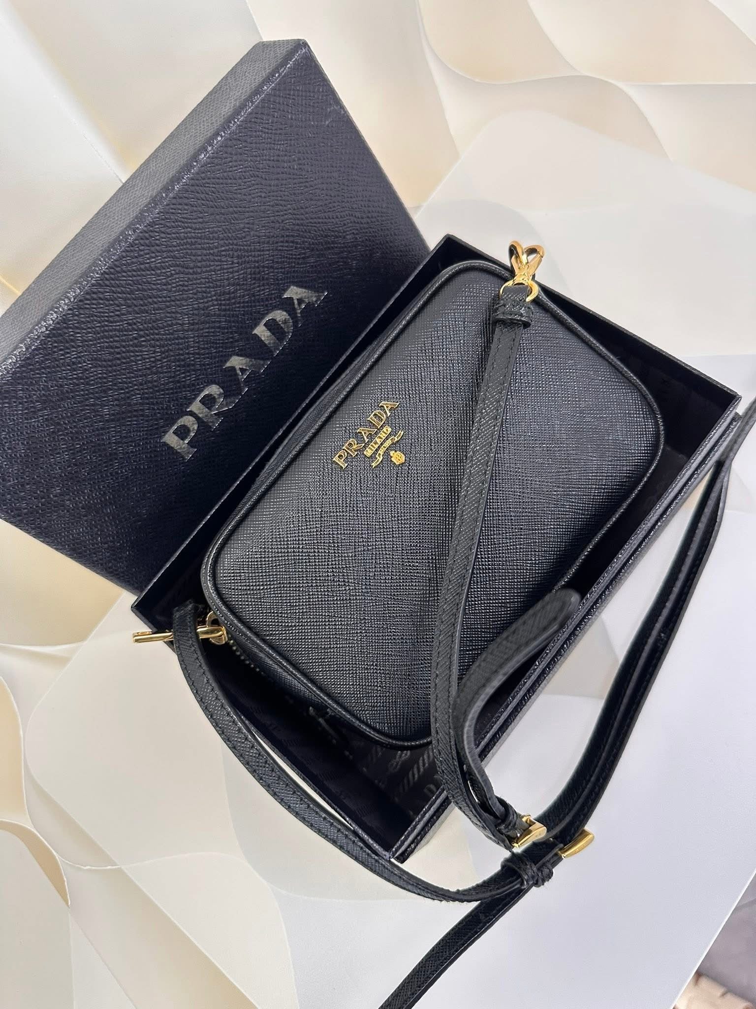 Prada Mini Crossbody Black Gold