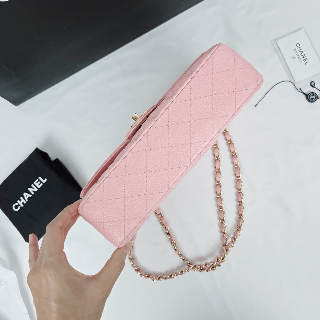 Chanel Classic Medium Caviar Light Pink Gold