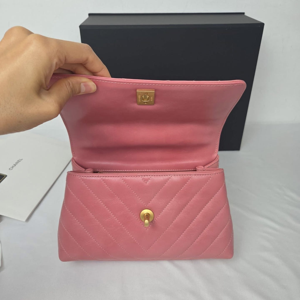Chanel Coco Handle Small Calfskin Pink Gold