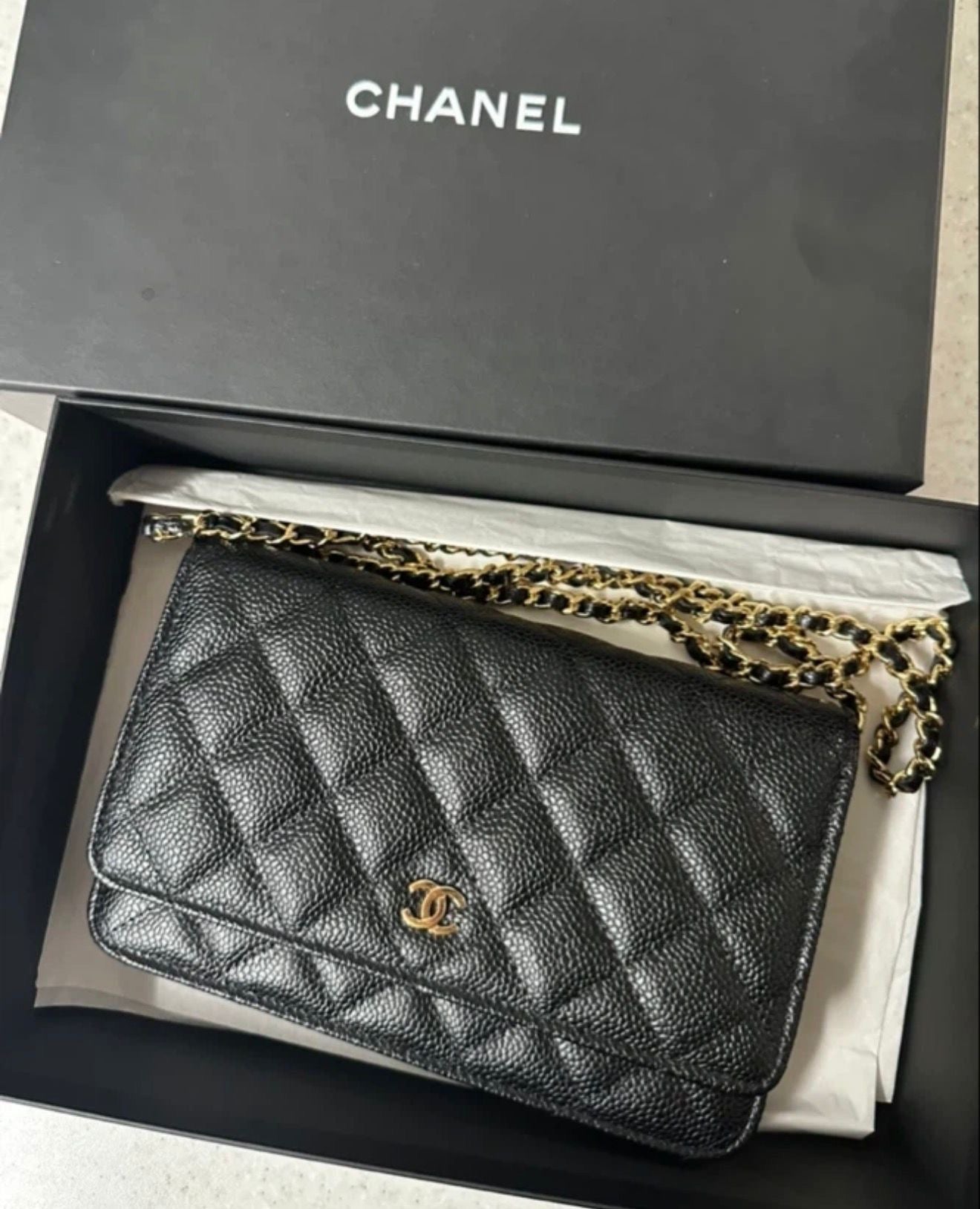 Chanel Wallet on Chain (WOC) Black Caviar GHW