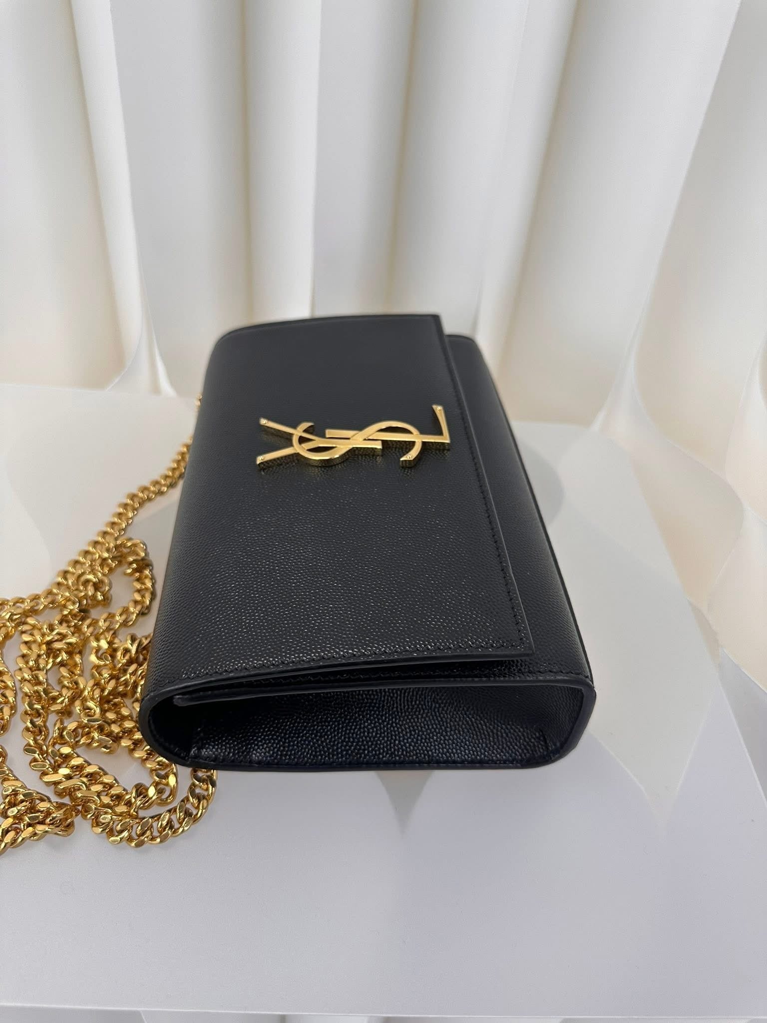 Saint Laurent YSL Small Chain Wallet Black Gold