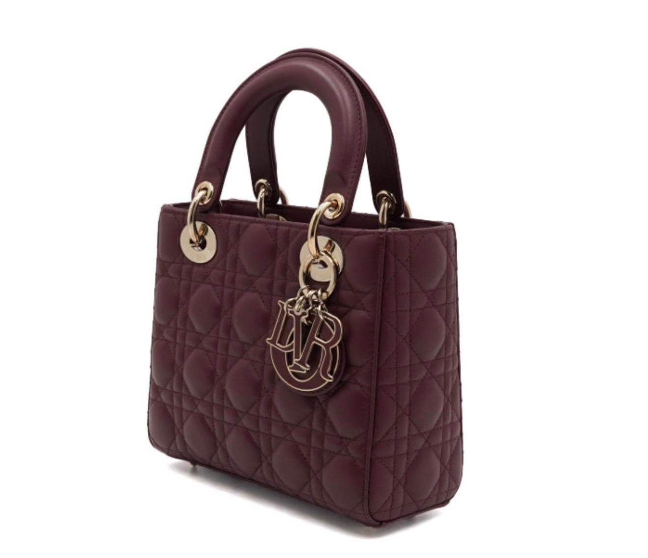 Lady Dior Small Burgundy Cannage Bag – Elegant Statement Piece