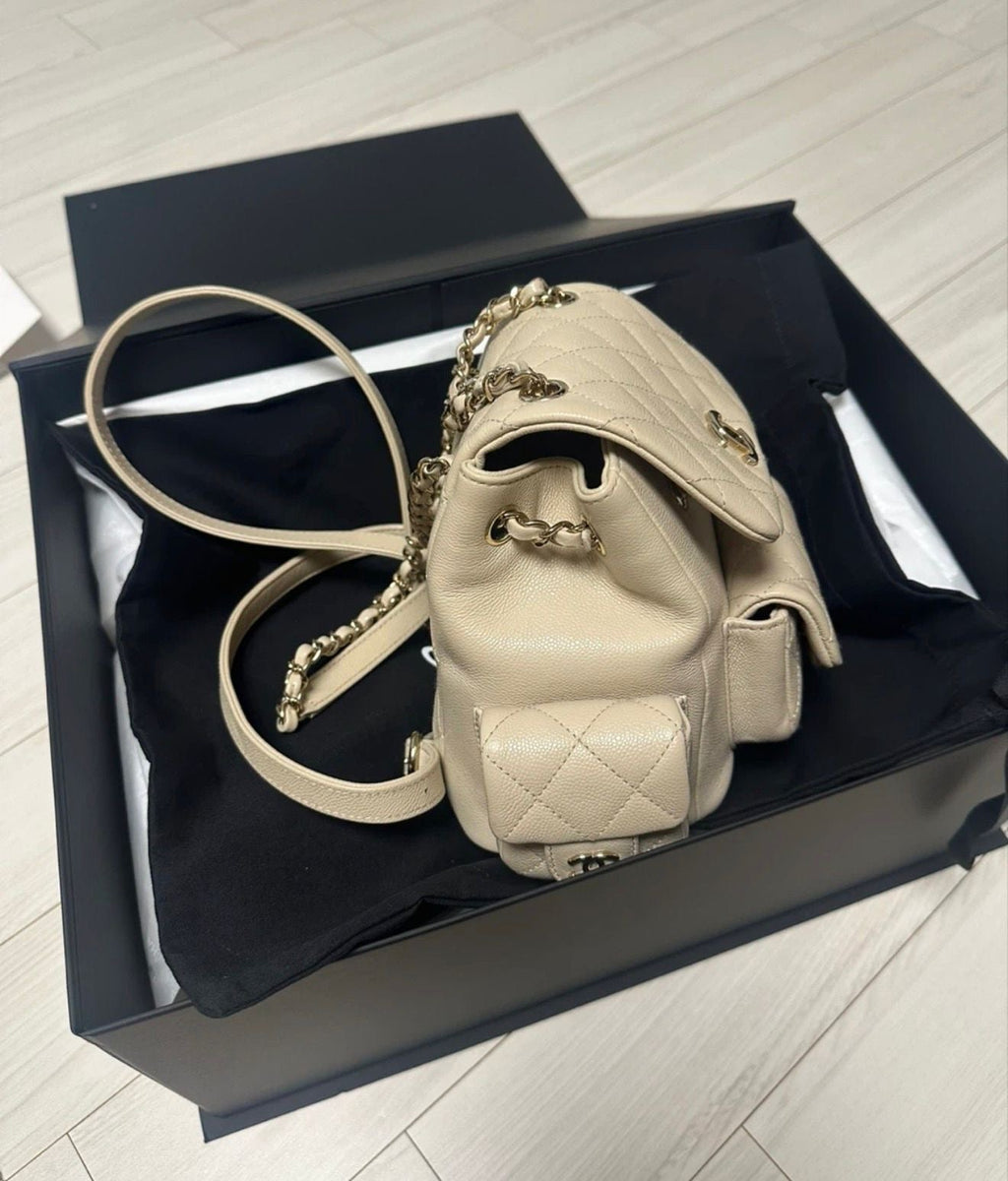 Chanel Small Backpack Beige Caviar GHW