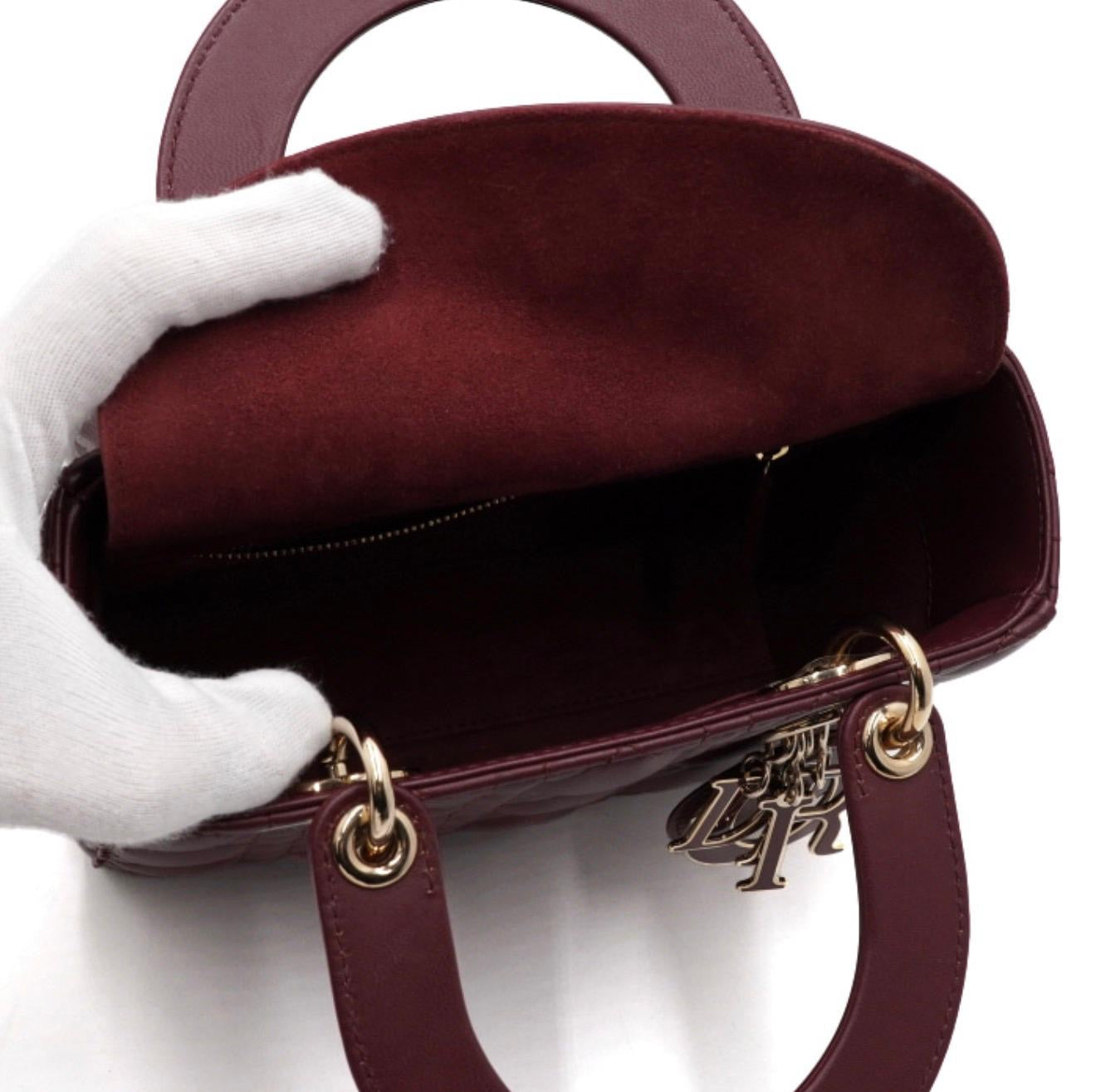 Lady Dior Small Burgundy Cannage Bag – Elegant Statement Piece