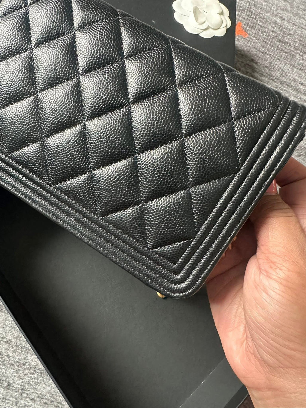 Chanel Boy Wallet on Chain Caviar Gold