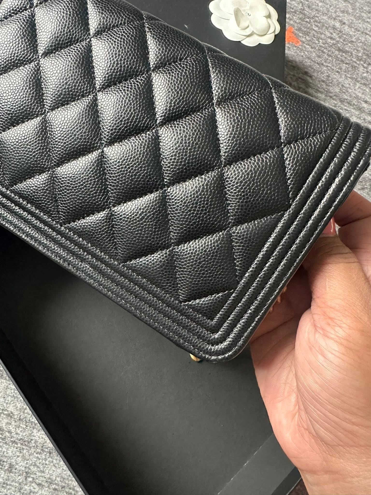 Chanel Boy Wallet on Chain Caviar Gold