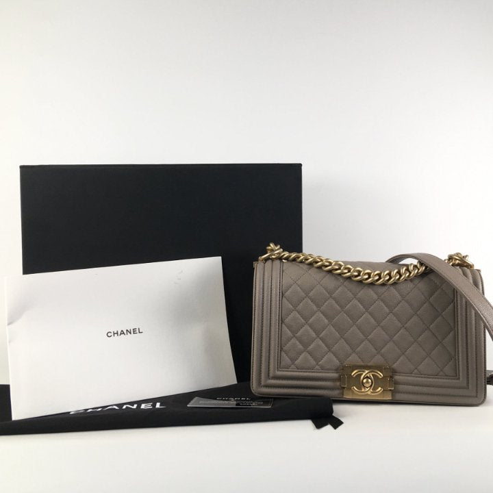 Chanel Boy Medium Caviar (Taupe)