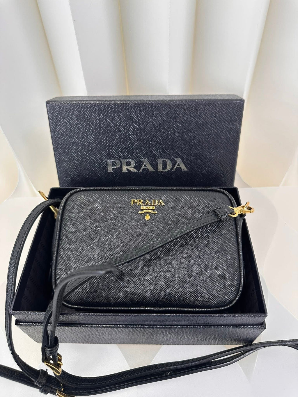 Prada Mini Crossbody Black Gold