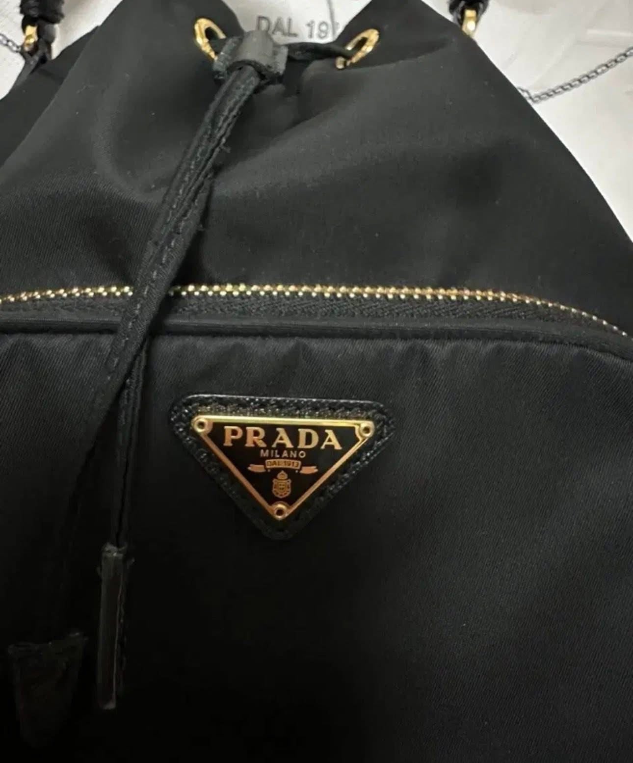Prada Nylon Bucket Bag – Black Nylon – Gold Hardware