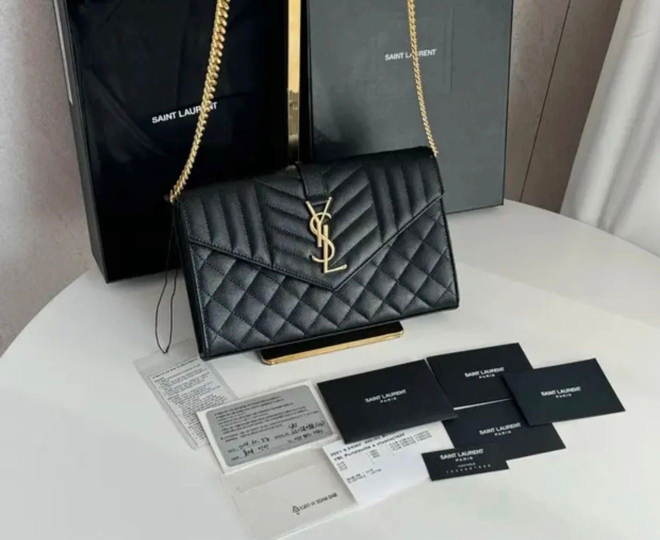 Saint Laurent Envelope Chain Wallet / Crossbody Bag