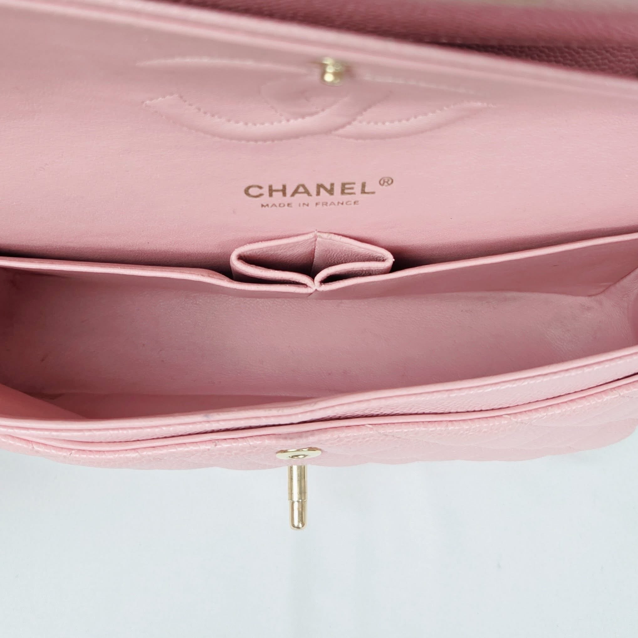 Chanel Classic Medium Caviar Light Pink Gold